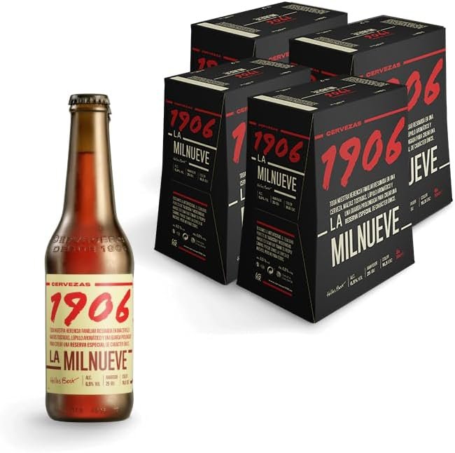 1906 Reserva Especial - Cerveza Lager Extra, Pack de 24 Botellas x 33 cl, Sabor Amargo y Aroma Tostado, Galardonada Internacionalmente, 6,5% Volumen de Alcohol